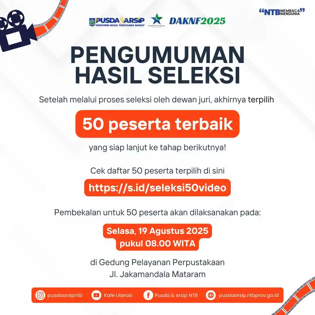 PENGUMUMAN HASIL SELEKSI
Lomba Video Konten Literasi 2025