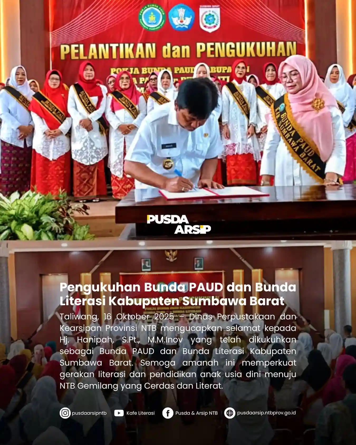 Pengukuhan Bunda PAUD dan Bunda Literasi Kabupaten Sumbawa Barat